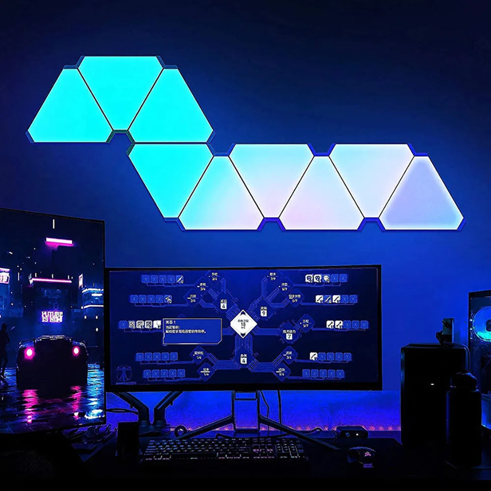 Quantum LED Triangular Lamp: RGB Light for Bedside & Office Decor