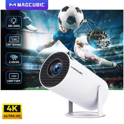 Portable 4K Android Projector: HY300 Pro, 260 ANSI, BT5.0, Dual WiFi