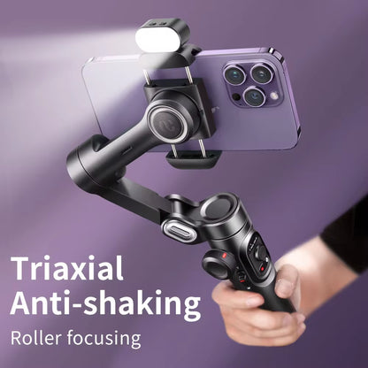 AOCHUAN 3-Axis Gimbal Stabilizer for Smartphones: Fill Light & Face Tracking