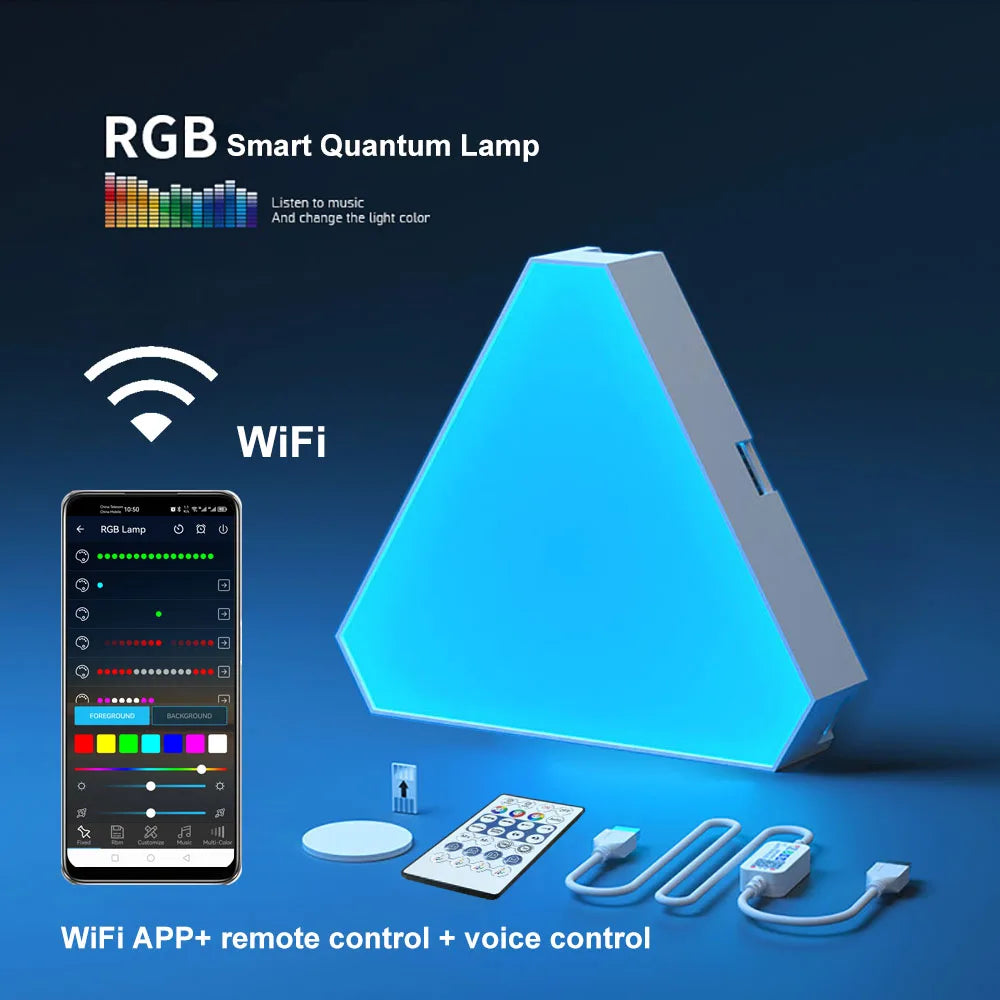 Quantum LED Triangular Lamp: RGB Light for Bedside & Office Decor