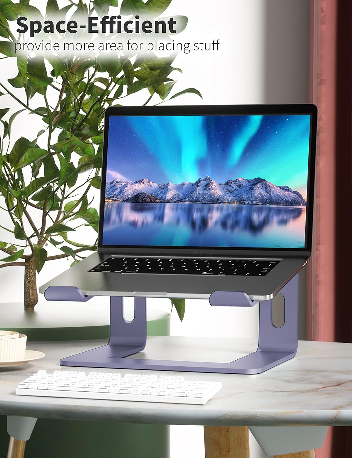 Purple Aluminum Laptop Stand: Ergonomic Riser for Desk | Fits 10-15.6