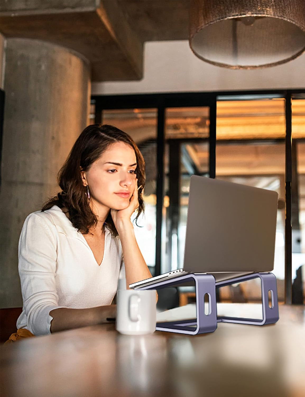 Purple Aluminum Laptop Stand: Ergonomic Riser for Desk | Fits 10-15.6