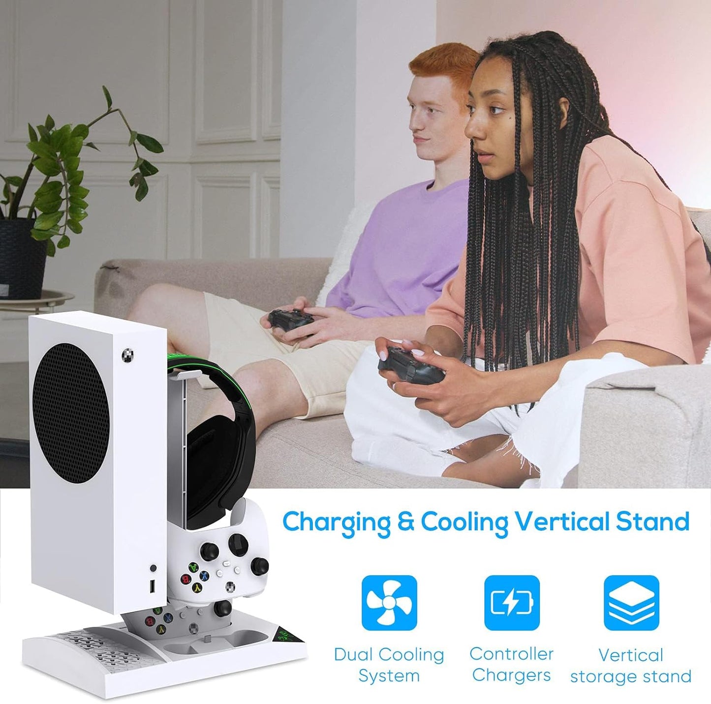 Cooling & Charging Dock for Xbox Series S: Includes 1400mAh Batteries & Earphone Bracket