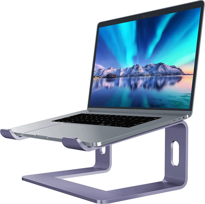 Purple Aluminum Laptop Stand: Ergonomic Riser for Desk | Fits 10-15.6