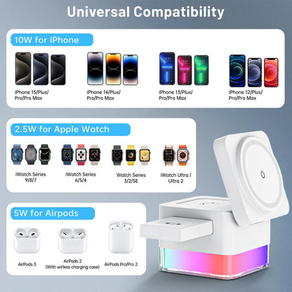 MagSafe Wireless Charging Station: 3-in-1 Stand for iPhone, Watch & AirPods