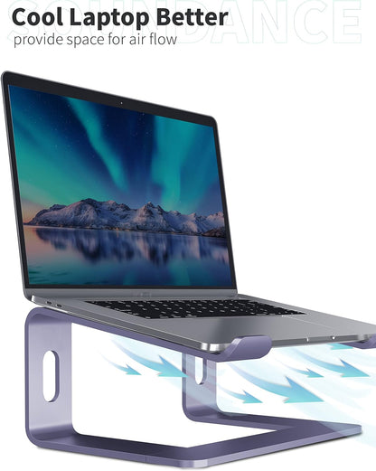 Purple Aluminum Laptop Stand: Ergonomic Riser for Desk | Fits 10-15.6