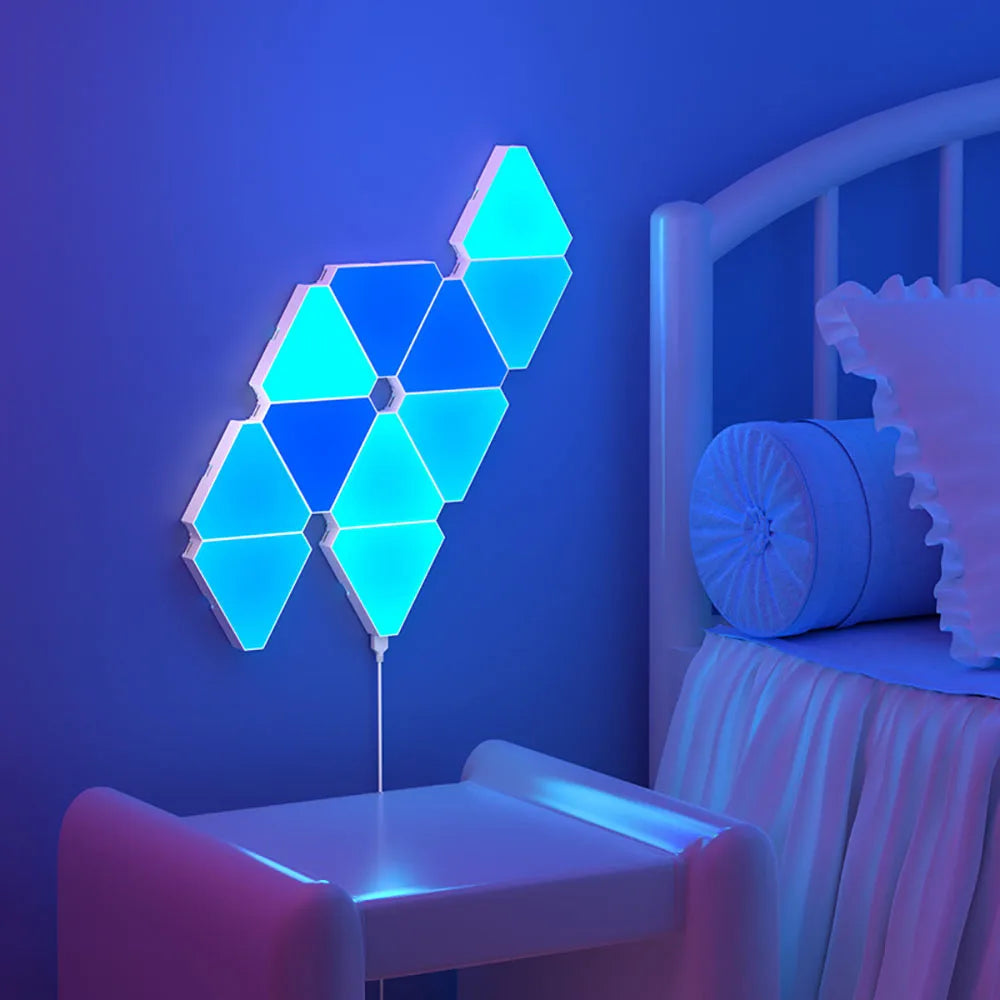 Quantum LED Triangular Lamp: RGB Light for Bedside & Office Decor