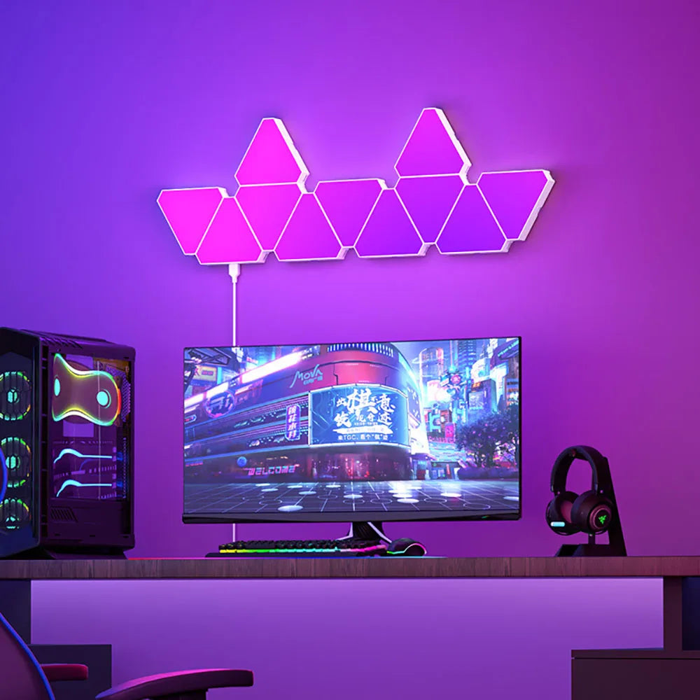 Quantum LED Triangular Lamp: RGB Light for Bedside & Office Decor