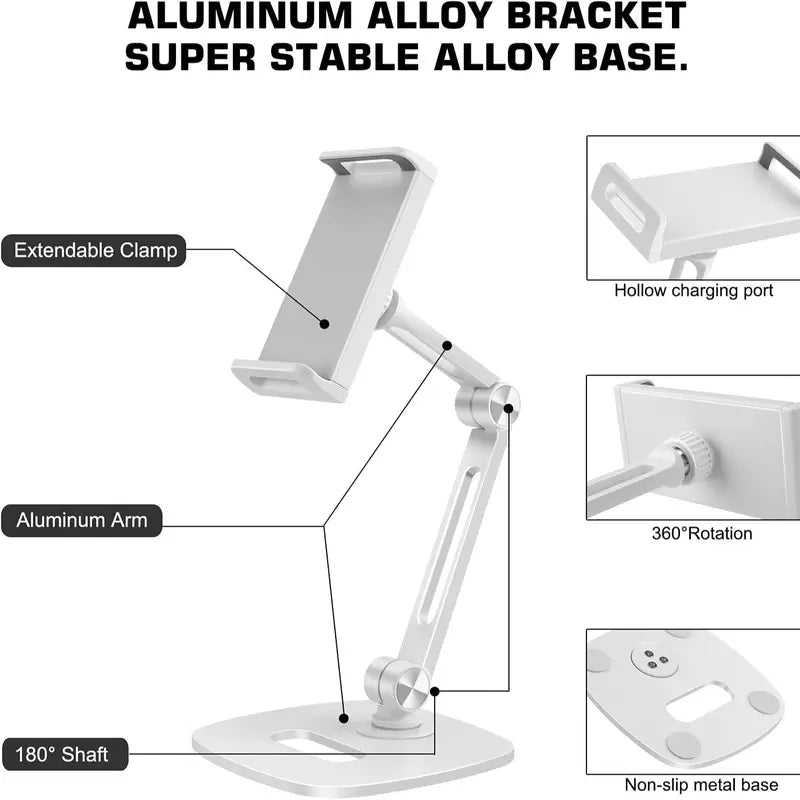 Universal Adjustable Tablet & Phone Stand: Rotatable Desktop Holder