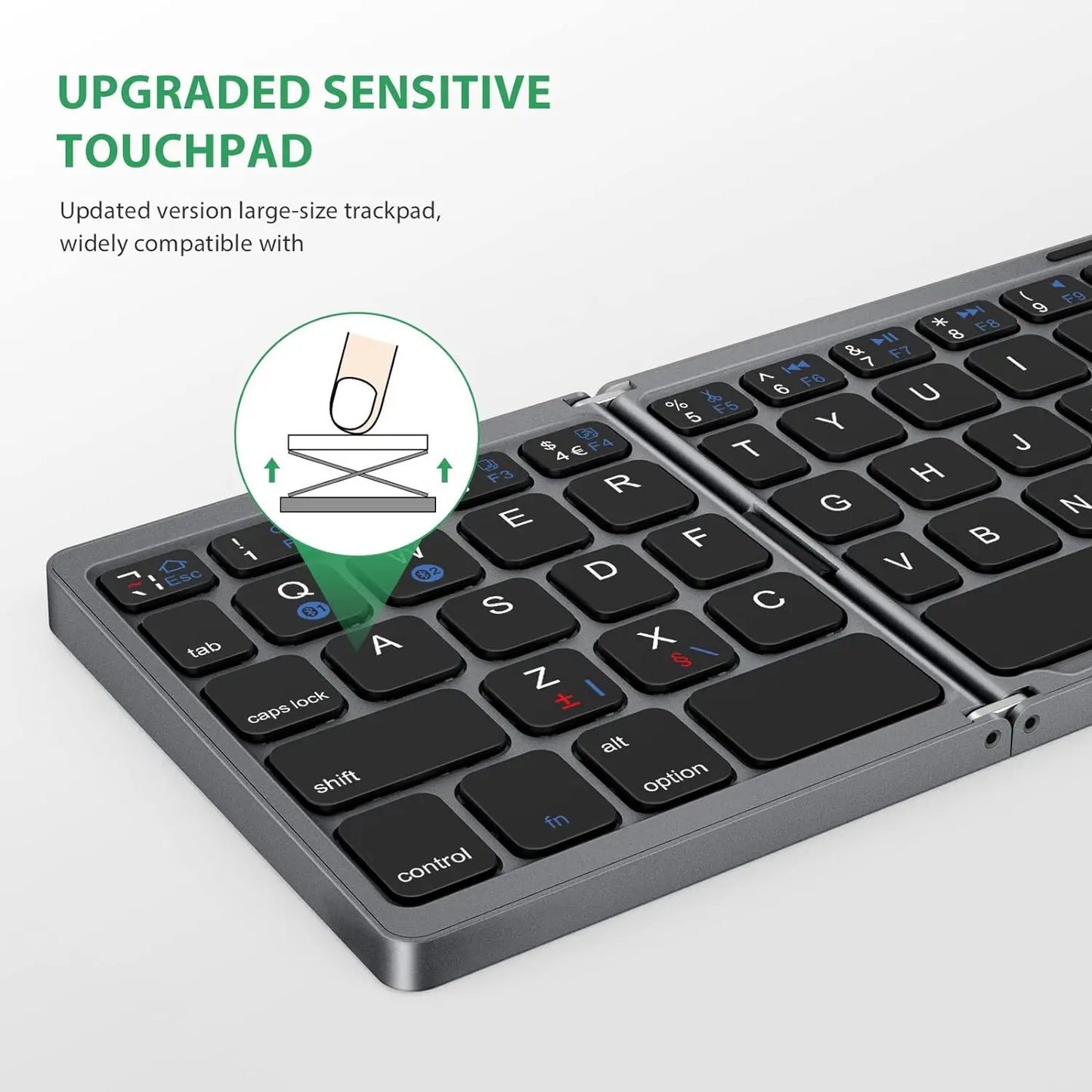 Compact Foldable Keyboard with Touchpad for Mac, iOS & Windows (Russian/English)