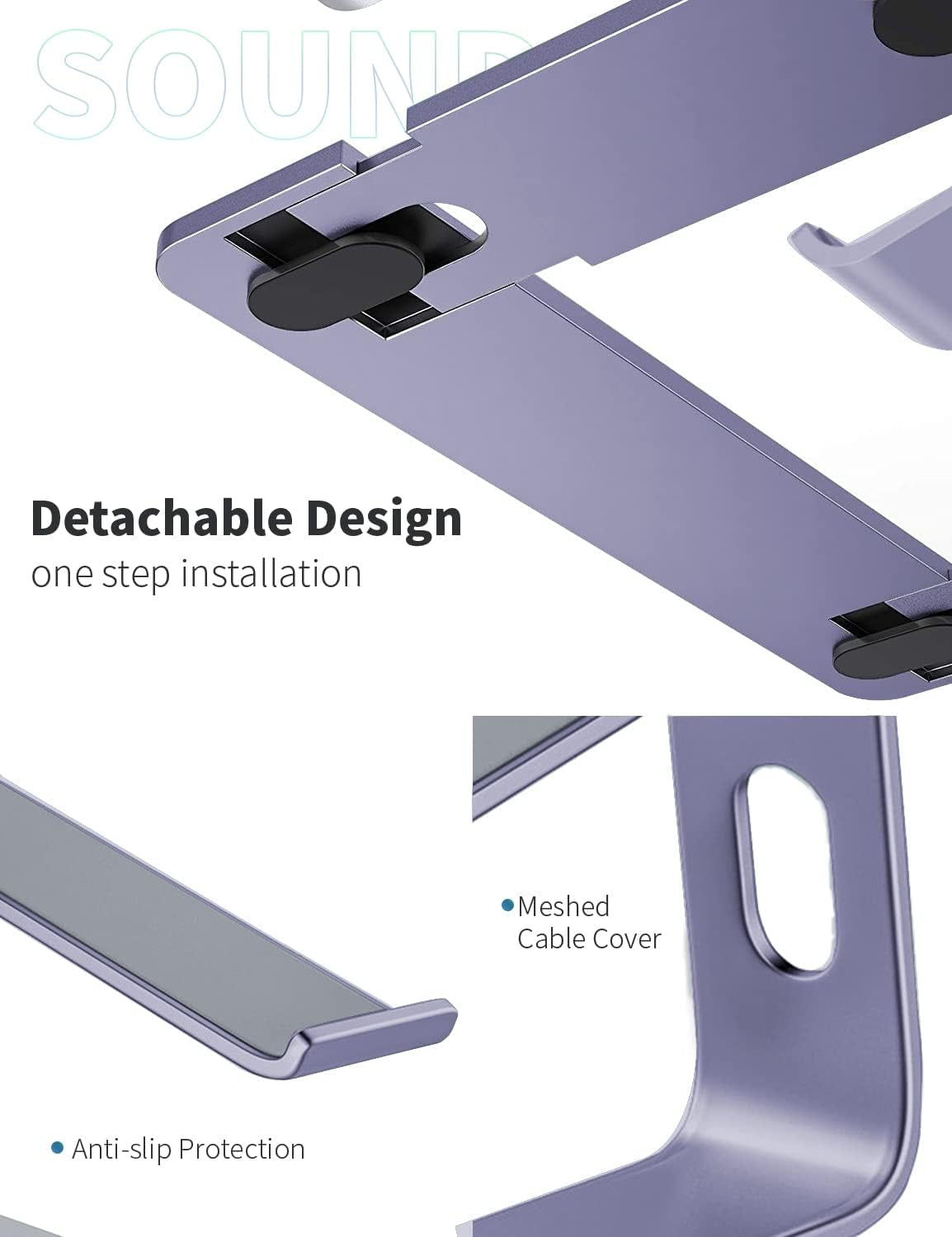 Purple Aluminum Laptop Stand: Ergonomic Riser for Desk | Fits 10-15.6