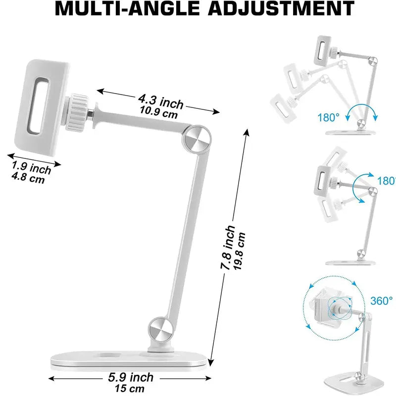 Universal Adjustable Tablet & Phone Stand: Rotatable Desktop Holder