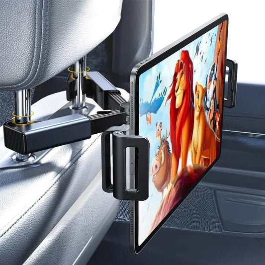 Universal Car Seat Back Tablet Stand: Adjustable & Retractable Design