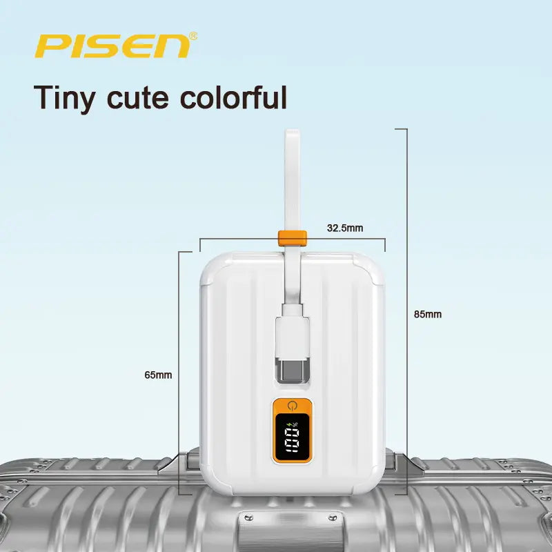 PISEN Portable Charger 10000mAh: Fast 30W Charging with Built-In Cables | LED Display